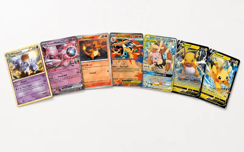 Leque de cartas colecionáveis e figurinha da Copa