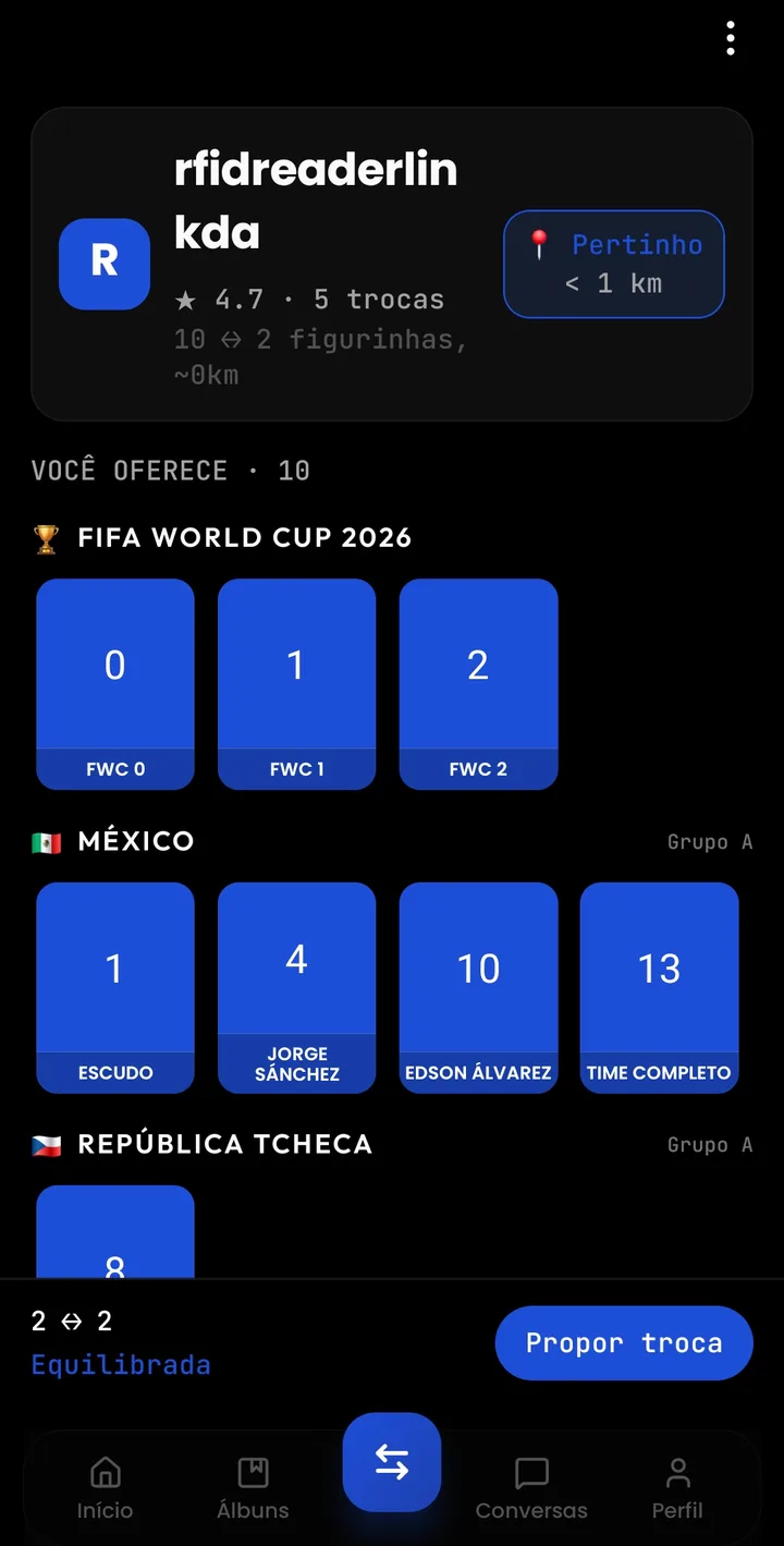 Proposta de troca equilibrada — você oferece e recebe